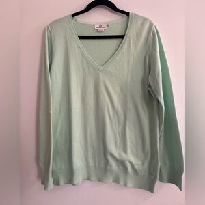Vineyard Vines Mint Green V-Neck Sweater, Lightweight Cotton, Relaxed Fit, XL